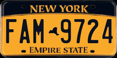 NY license plate FAM9724