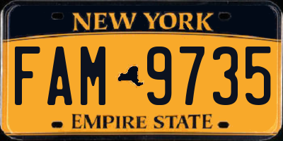 NY license plate FAM9735