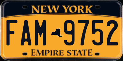 NY license plate FAM9752