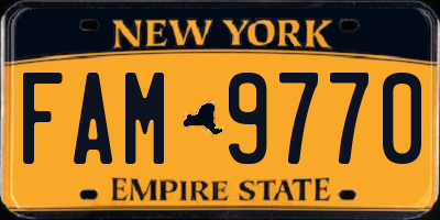 NY license plate FAM9770