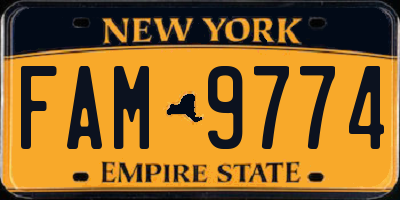 NY license plate FAM9774