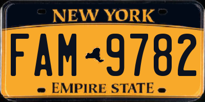 NY license plate FAM9782