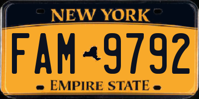 NY license plate FAM9792