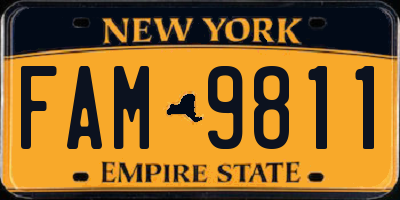 NY license plate FAM9811