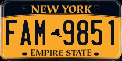 NY license plate FAM9851