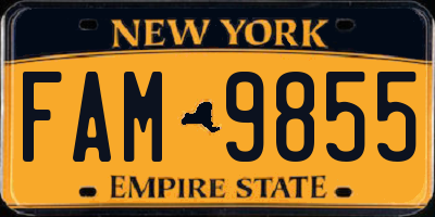 NY license plate FAM9855