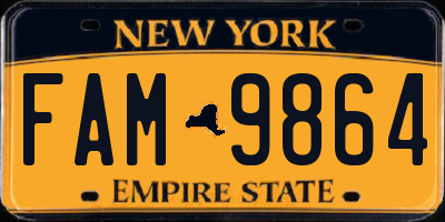 NY license plate FAM9864