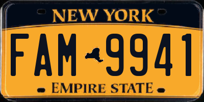 NY license plate FAM9941