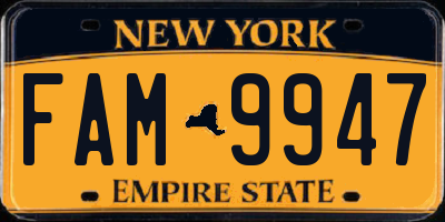 NY license plate FAM9947