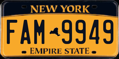 NY license plate FAM9949