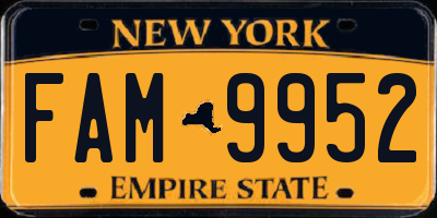 NY license plate FAM9952
