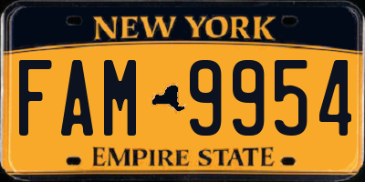 NY license plate FAM9954