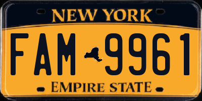 NY license plate FAM9961