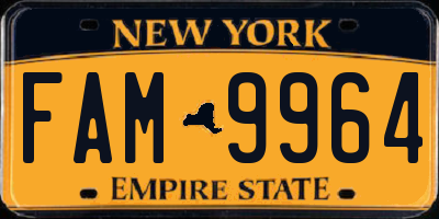NY license plate FAM9964
