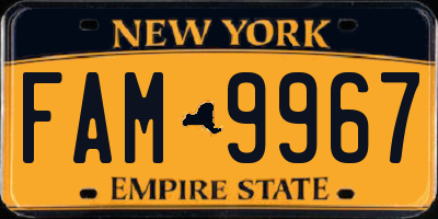 NY license plate FAM9967