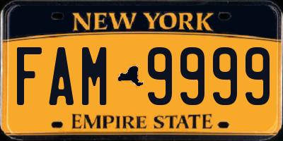 NY license plate FAM9999