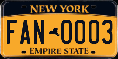 NY license plate FAN0003