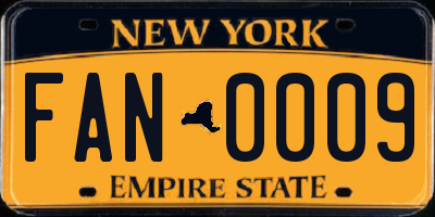 NY license plate FAN0009