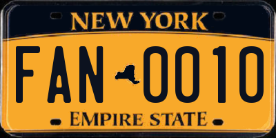 NY license plate FAN0010