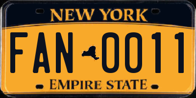 NY license plate FAN0011