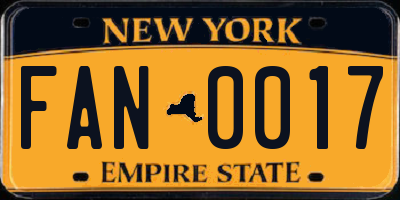NY license plate FAN0017
