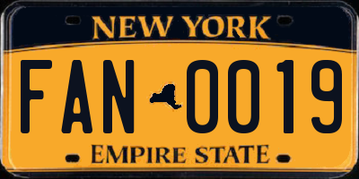 NY license plate FAN0019