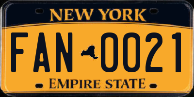 NY license plate FAN0021