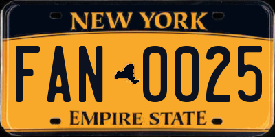NY license plate FAN0025