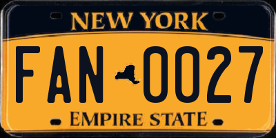 NY license plate FAN0027