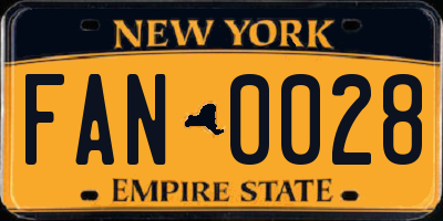 NY license plate FAN0028