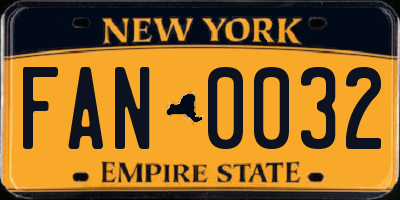 NY license plate FAN0032