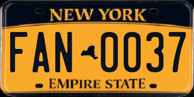 NY license plate FAN0037