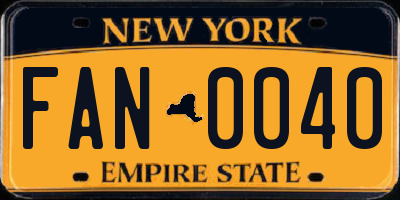 NY license plate FAN0040