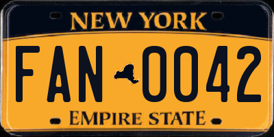 NY license plate FAN0042