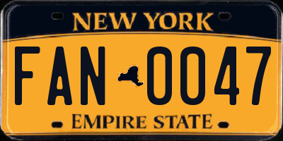 NY license plate FAN0047