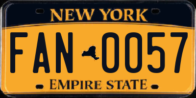 NY license plate FAN0057