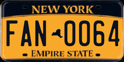 NY license plate FAN0064