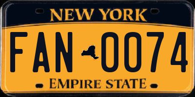 NY license plate FAN0074