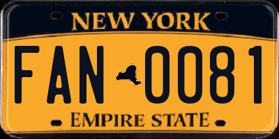 NY license plate FAN0081