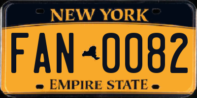 NY license plate FAN0082