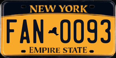 NY license plate FAN0093