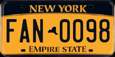 NY license plate FAN0098