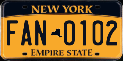 NY license plate FAN0102