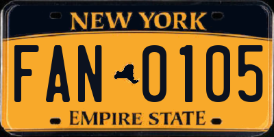 NY license plate FAN0105