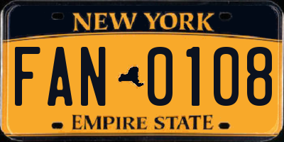 NY license plate FAN0108