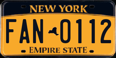 NY license plate FAN0112
