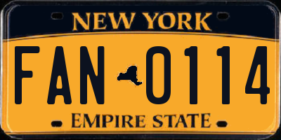 NY license plate FAN0114