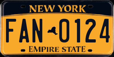 NY license plate FAN0124