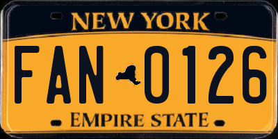 NY license plate FAN0126