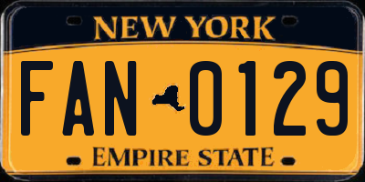 NY license plate FAN0129